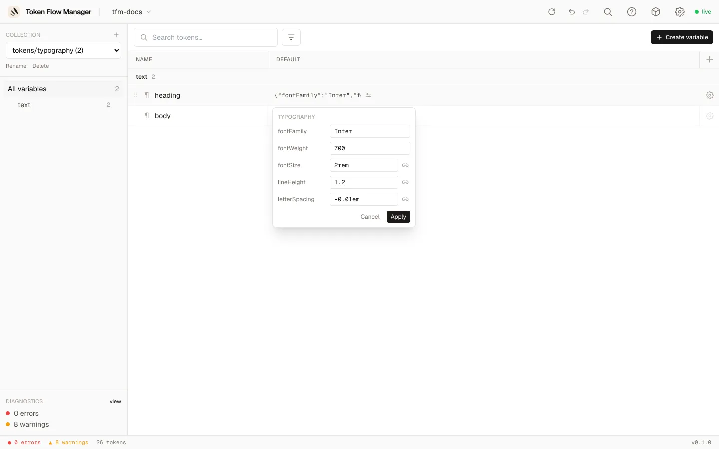 Typography composite editor